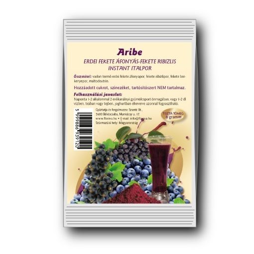 FlaViva Aribe - erdei fekete áfonyás-fekete ribizlis instant italpor (12g)