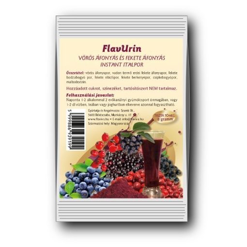 FlaViva FlavUrin - Vörös áfonyás és fekete áfonyás instant italpor (12g)